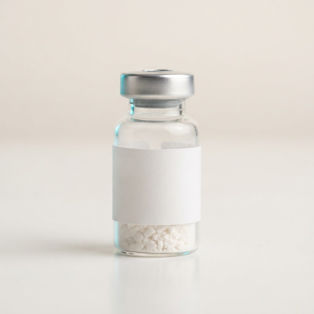 Glass vial of lyophilised BPC-157 research peptide, 5mg
