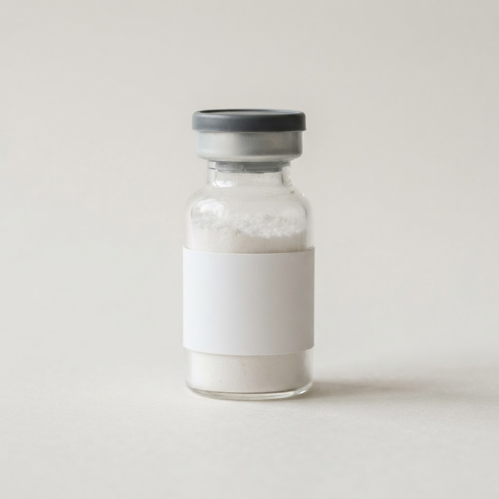 Glass vial of lyophilised Semax research peptide, 10mg