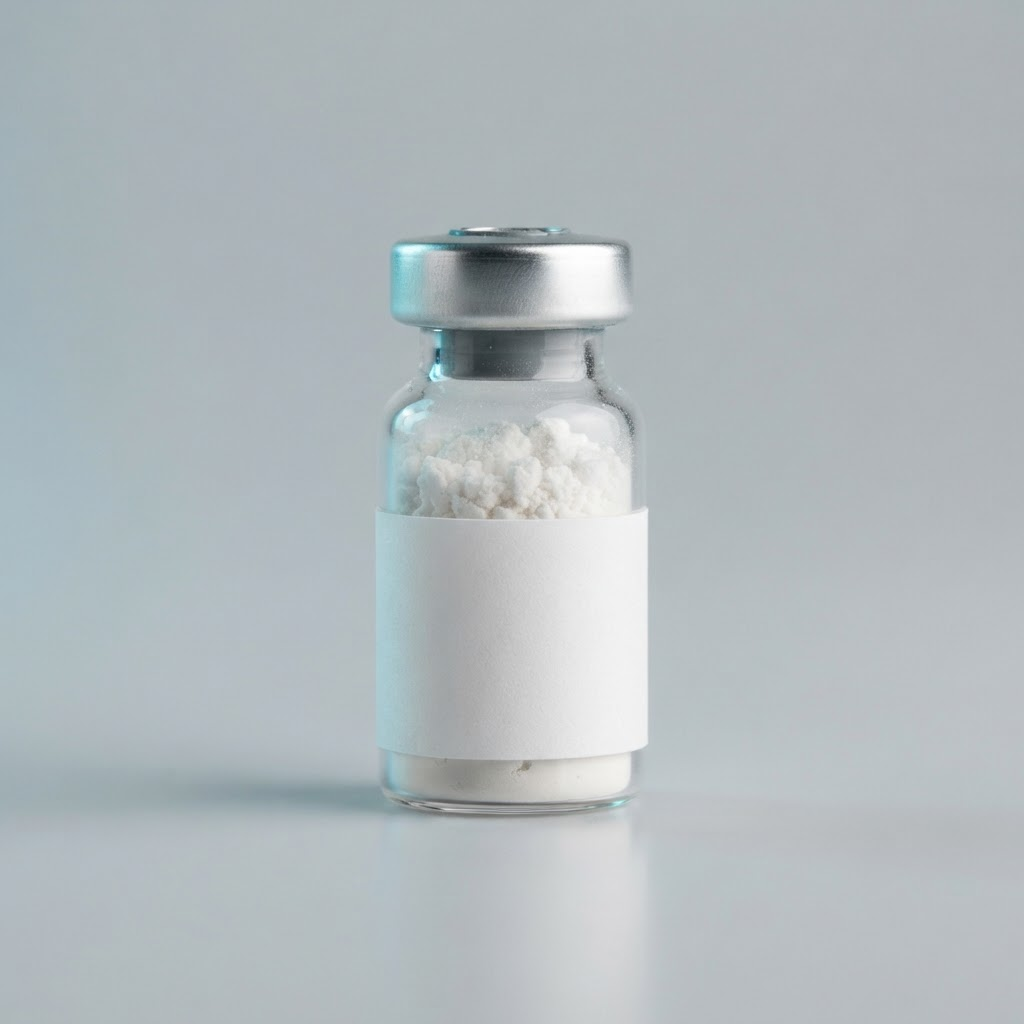 Glass vial of lyophilised TB-500 research peptide, 5mg